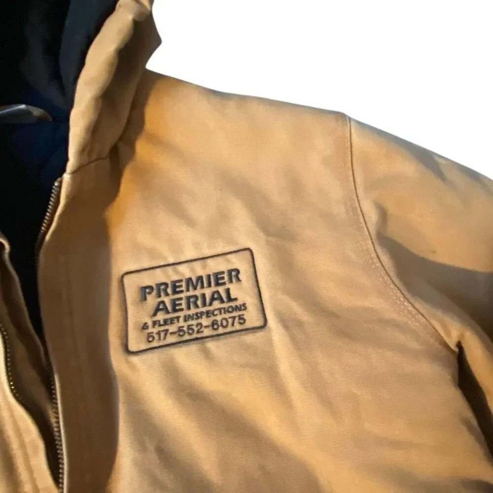 Carhartt Canvas Jacket Coat Youth XL 18-20 Tan Duck Canvas Quilted Hood work far